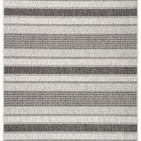 8’ x 10’ Gray Stripe Indoor Outdoor Area Rug