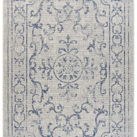 8’ x 10’ Blue Ornate Indoor Outdoor Area Rug