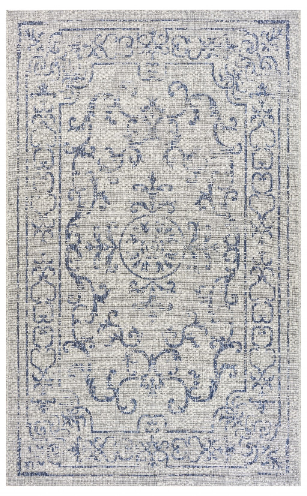 8’ x 10’ Blue Ornate Indoor Outdoor Area Rug