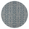 8’ Round Blue Geometric Indoor Outdoor Area Rug