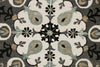 7’ Round Gray and White Floral Medallion Area Rug