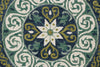 7’ Round Blue and Green Ornate Medallion Area Rug