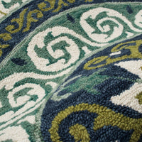 7’ Round Blue and Green Ornate Medallion Area Rug