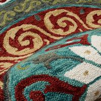 5’ Round Red and Sage Medallion Area Rug