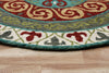 7’ Round Red and Sage Medallion Area Rug