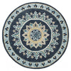 7’ Round Blue Floral Medallion Area Rug