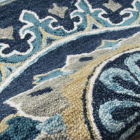 7’ Round Blue Floral Medallion Area Rug