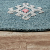 7’ Round Blue Minimal Design Area Rug