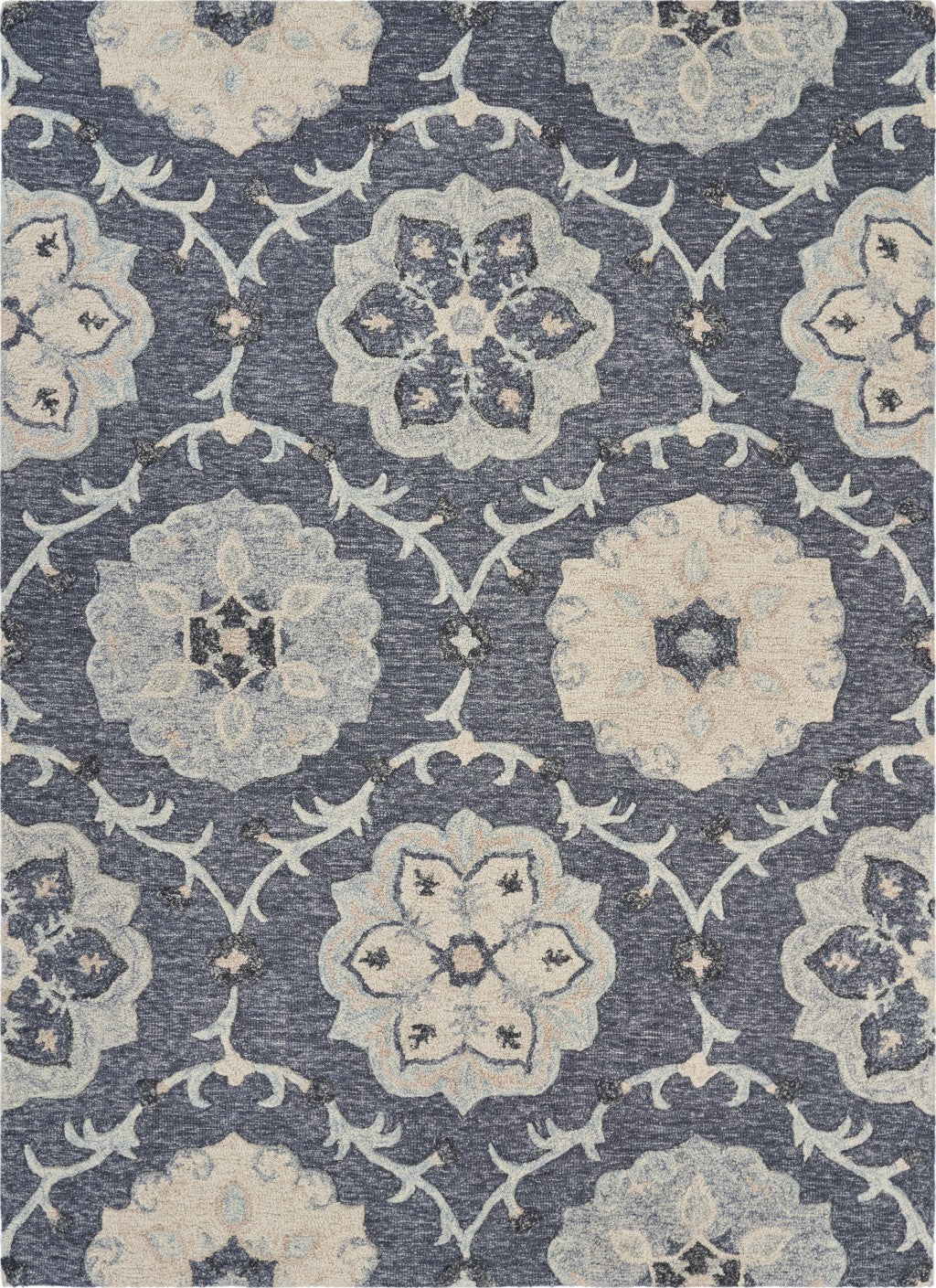 7’ x 9’ Gray Floral Trellis Area Rug