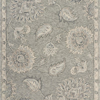 7’ x 9' Light Gray Floral Area Rug