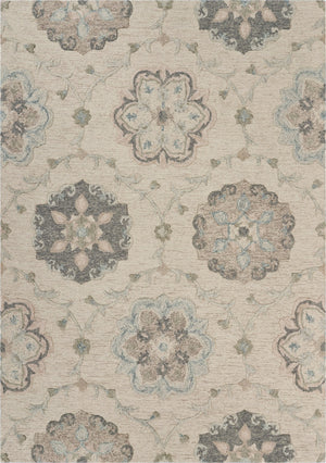 7’ x 9' Ivory Intricate Floral Area Rug