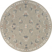 7’ Round Sage and Cream Filigree Area Rug