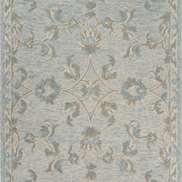 7’ x 9’ Blue and Cream Filigree Area Rug