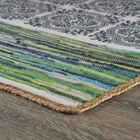 5’ x 7’ Blue and Green Chindi Area Rug