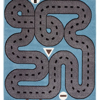 5’ x 7’ Blue Imaginative Racetrack Area Rug