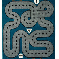 5’ x 7’ Navy Imaginative Racetrack Area Rug