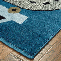 5’ x 7’ Navy Imaginative Racetrack Area Rug