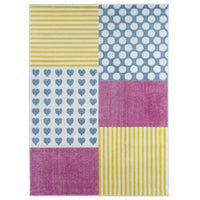 5’ x 7’ Blue Yellow Pink Blocks Area Rug