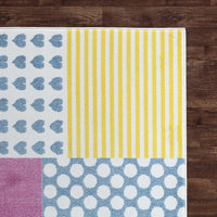 5’ x 7’ Blue Yellow Pink Blocks Area Rug