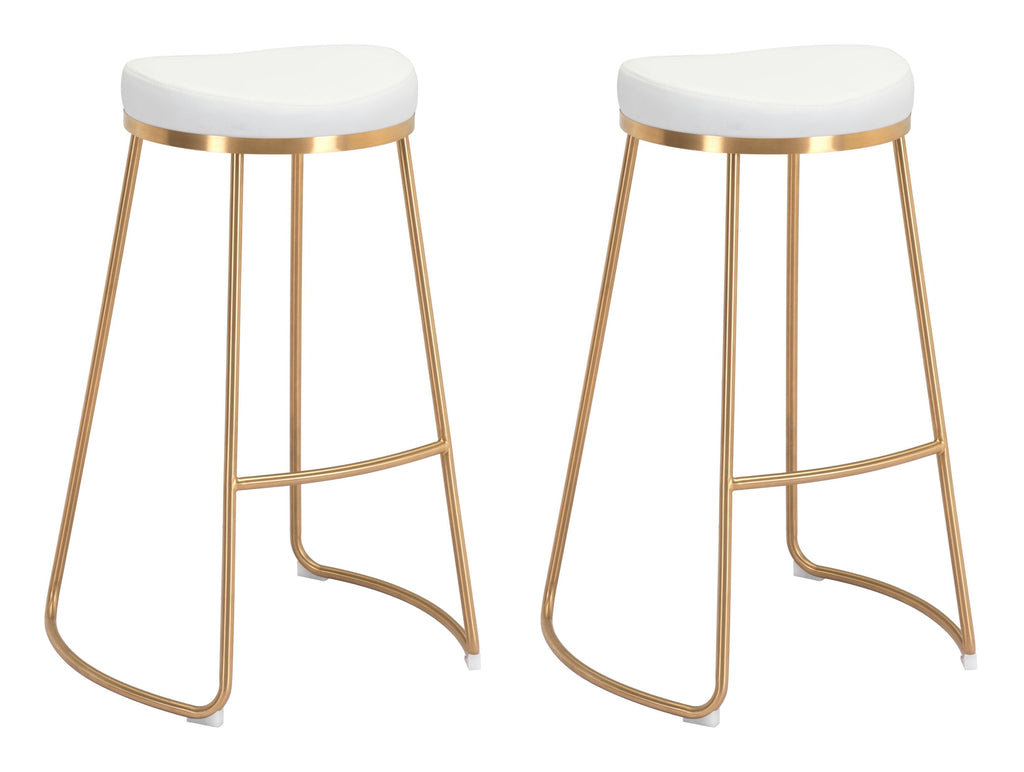 Bree Barstool (Set of 2) White &amp; Gold