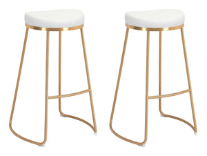 Bree Barstool (Set of 2) White &amp; Gold