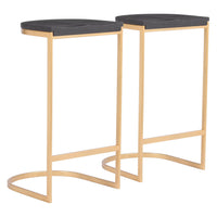 Set of Two Gold and Black Bar Stools