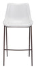 Gray Faux Leather and White Steel Modern Stitch Bucket Bar Chairs