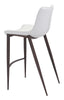 Gray Faux Leather and White Steel Modern Stitch Bucket Bar Chairs