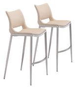 Ace Bar Chair (Set of 2) Light Pink &amp; Silver