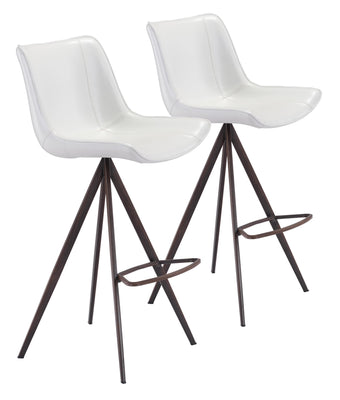 Aki Bar Chair (Set of 2) White & Walnut