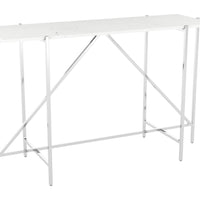 Titan Marble Console Table White &amp; Silver