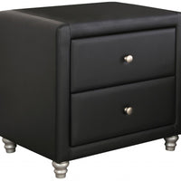 Black Upholstered 2 Drawer Nightstand