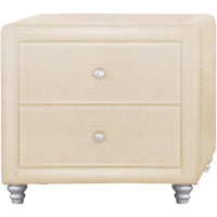 Beige Upholstered 2 Drawer Nightstand