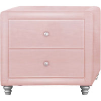 Pink Upholstered 2 Drawer Nightstand