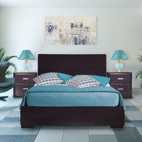 Brown Upholstered Queen Platform Bed