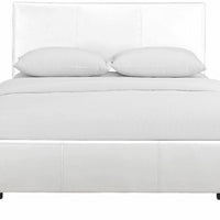 White Upholstered Queen Platform Bed