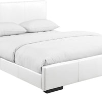 White Upholstered Queen Platform Bed