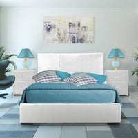 White Upholstered Queen Platform Bed