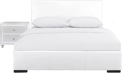 Solid Manufactured Wood White Standard Bed Upholstered With Headboard