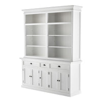 Classic White Hutch Bookcase with 5 Doors and 3 Drawers