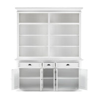 Classic White Hutch Bookcase with 5 Doors and 3 Drawers