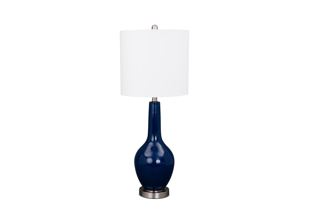 Set of 2 Cobalt Blue Modern Glass Table Lamps