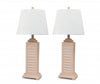 Set of 2 Cream Beige Coastal Shutter Styled Table Lamps