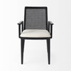 Black and Cream Uholstery and Cane Dining Armchair