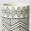 17" Black and Cream Tribal Geo Ceramic Vase