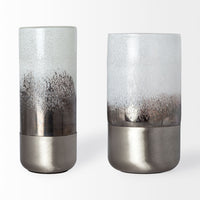 13" Brushed Silver Glass Vase