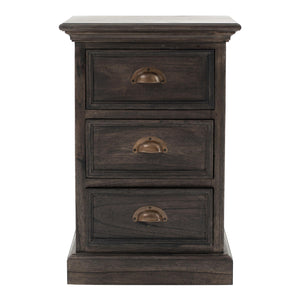 Black Wash Three Drawer Nightstand