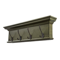 Rustic Antiqued Green Four Hook Hanging Coat Rack