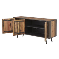 Rustic Natural Wood Media Cabinet with Three Doors