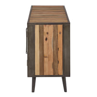 Rustic Natural Wood Media Cabinet with Three Doors